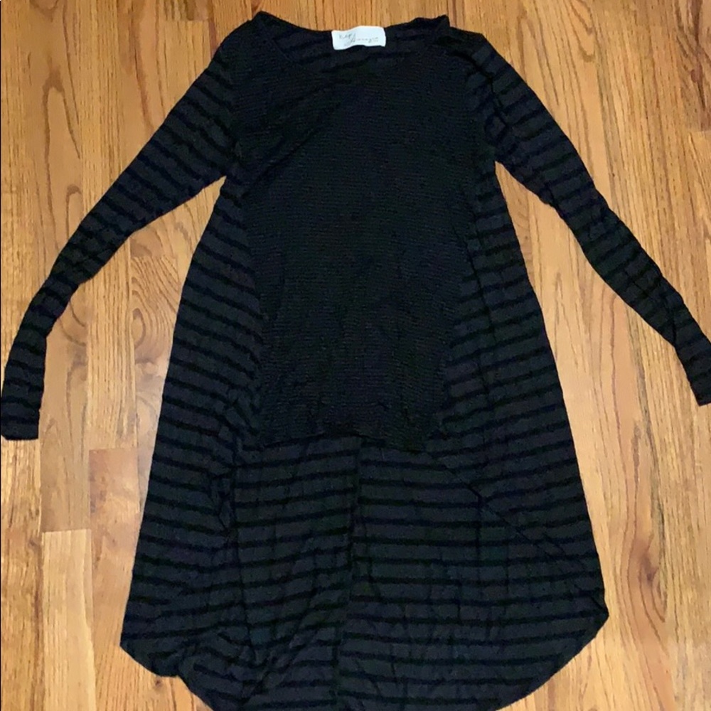 Striped High Low Long Sleeve Shirt